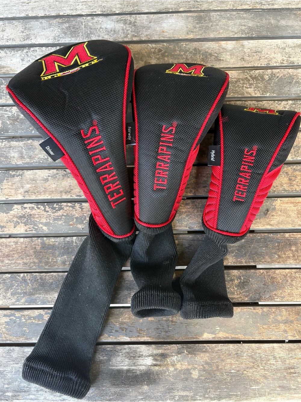 University of Maryland Terrapins Golf Club Headcovers Set - Black & Red